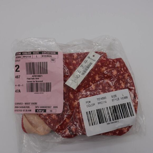 NEW Madewell Second Wave Curved-Waist Bikini Bottom in Ditsy Floral, L - Picture 6 of 7